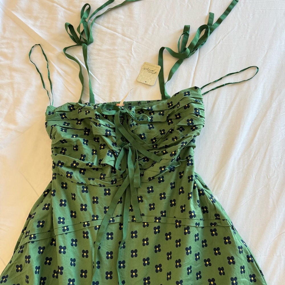 NWT! Free People Palma Printed Midi Dress in Green Combo Floral size XS - Picture 6 of 12